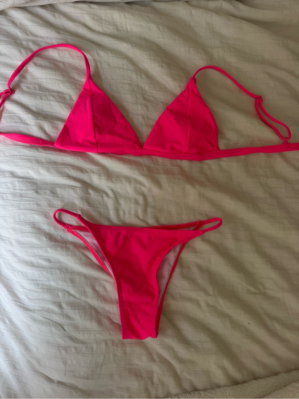SHEIN Neon Pink Triangle Bikini Set